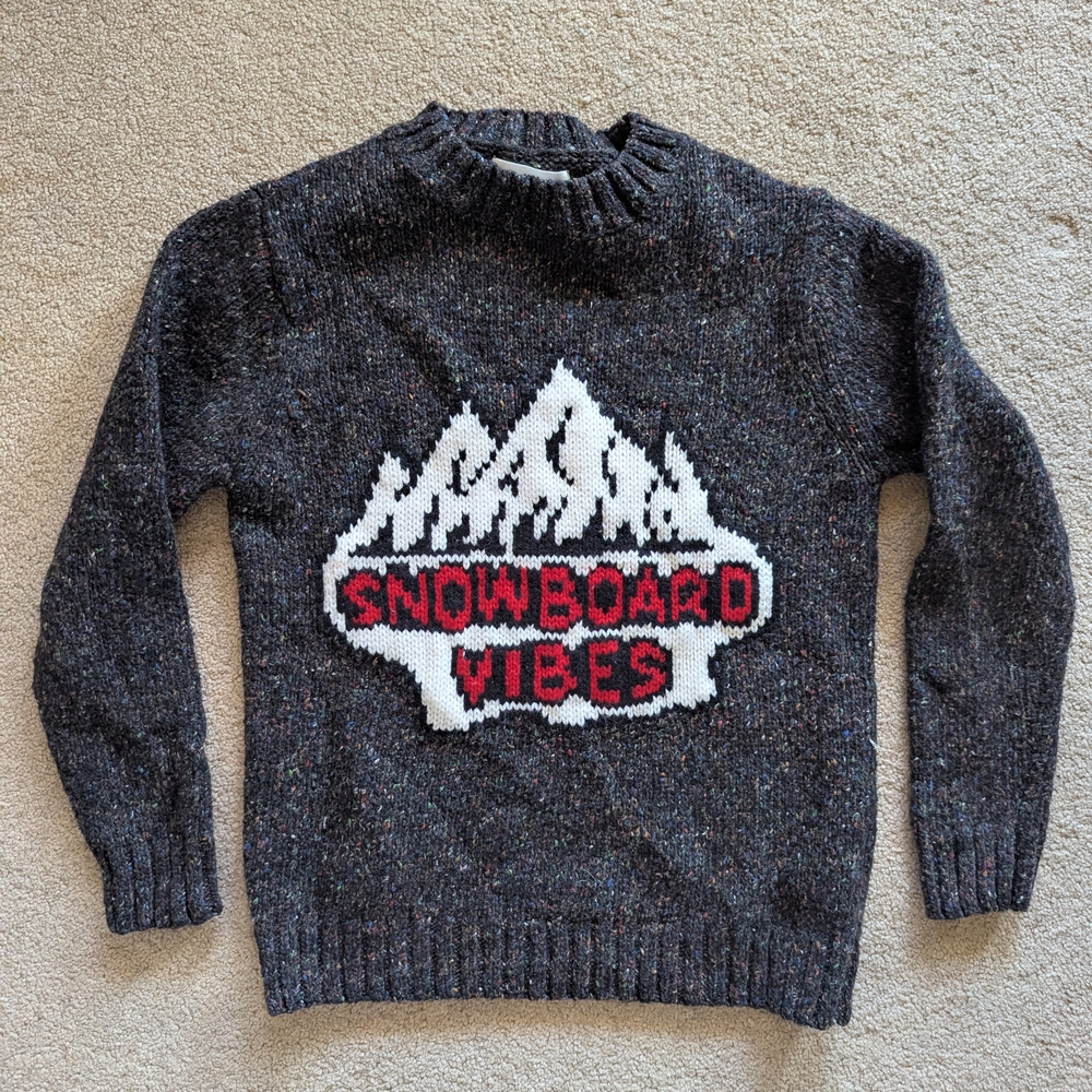 UZara Charcoal Crewneck Sweater with Red Accents